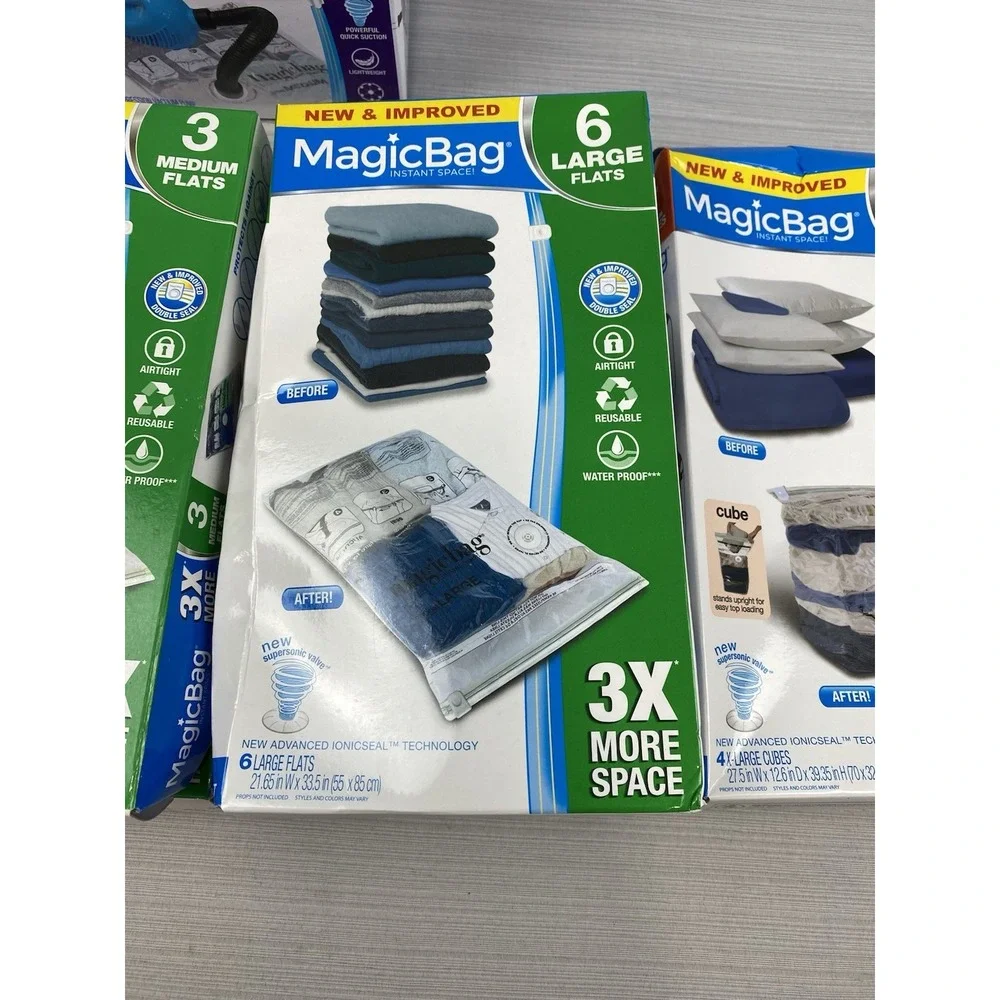 MagicBag Original‎ Instant Space Vacuum Compression Seal Storage Bags LOT W/PUMP